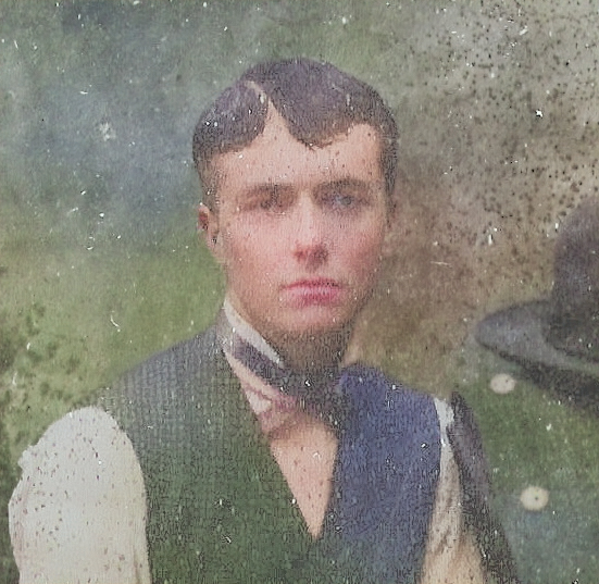 My great-grandfather in a tintype ~ 1900 colorized version