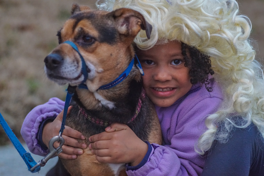 A dog and a little girl 
