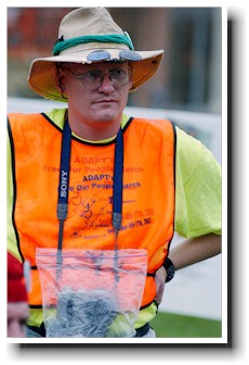 Tim Wheat covering the Free Our People March, photo by Tom Olin.