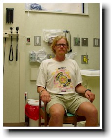 Tim Wheat in the Hospital during the I L Across America bike adventure.