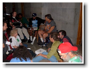 the leadership team meets in the closed public building.