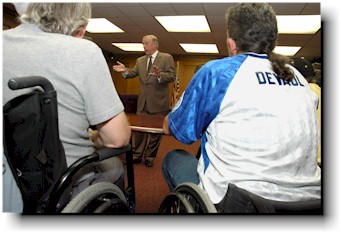 Phil Bredesen speaking to activists.