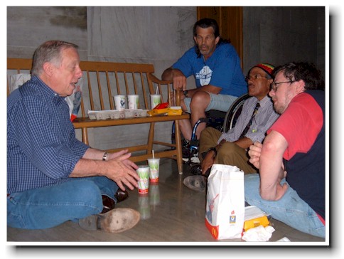 Gov. Bredesen sits with Activists eating McDonald's fast food.